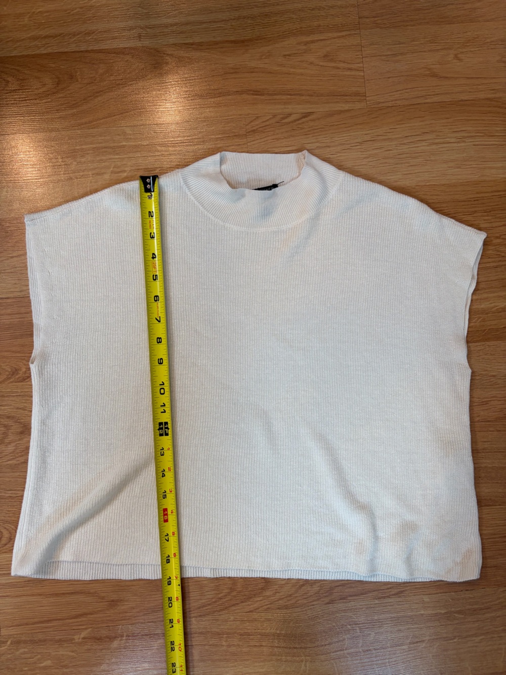 Eileen Fisher Ivory Cotton/Linen Blend Cropped Boxy Mock Neck Top Size S - Picture 7 of 9